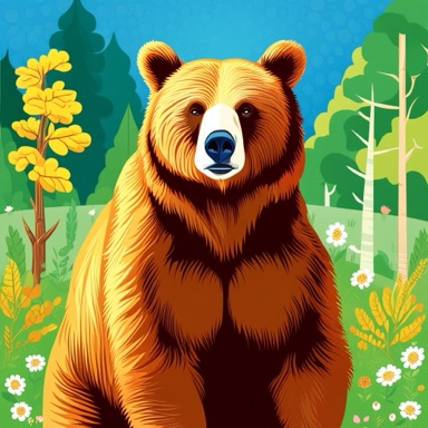 Gezeichneter Bär im Wald