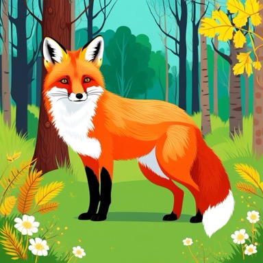 Gezeichneter Fuchs im Wald