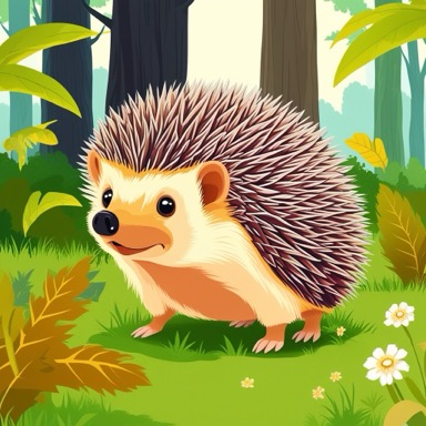 Gezeichneter Igel im Wald