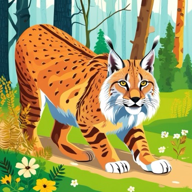 Gezeichneter Luchs im Wald