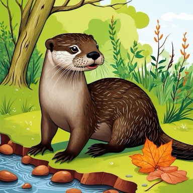 Gezeichneter Otter im Wald