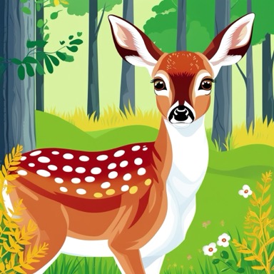 Gezeichnetes Reh im Wald