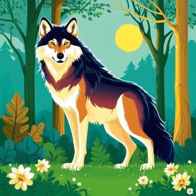 Gezeichneter Wolf im Wald